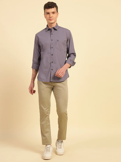 Casual Trouser for Men | Breathable & Soft with Color Fastness Regular Fit Cotton Blend Fabric Solid Pattern Button Closure