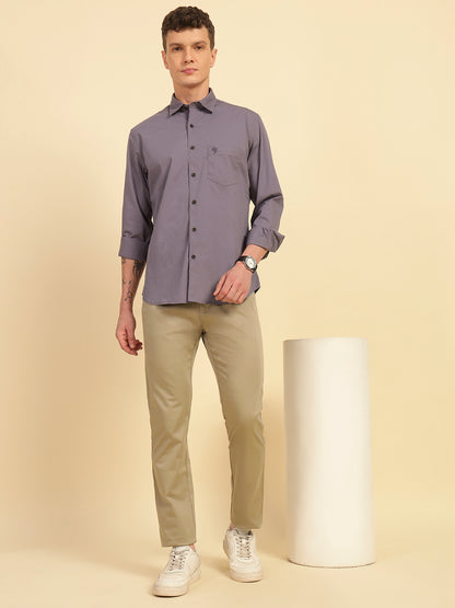 Casual Trouser for Men | Breathable & Soft with Color Fastness Regular Fit Cotton Blend Fabric Solid Pattern Button Closure