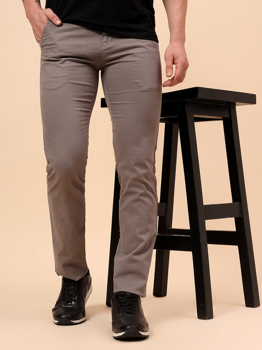 Casual Trouser for Men | Breathable & Soft with Color Fastness Regular Fit Cotton Blend Fabric Solid Pattern Button Closure