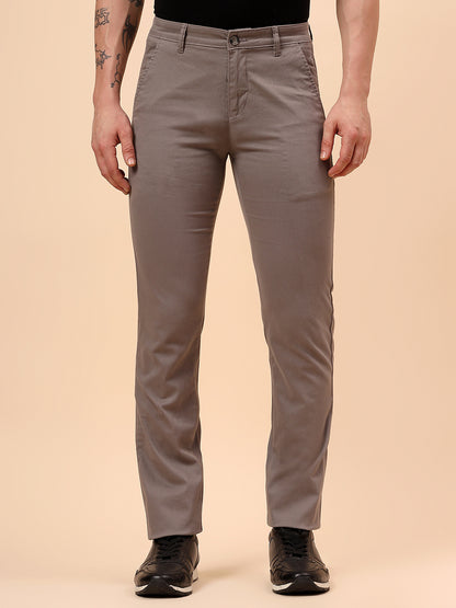 Casual Trouser for Men | Breathable & Soft with Color Fastness Regular Fit Cotton Blend Fabric Solid Pattern Button Closure