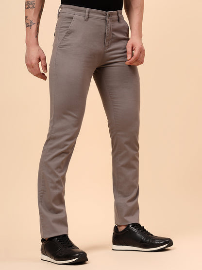 Casual Trouser for Men | Breathable & Soft with Color Fastness Regular Fit Cotton Blend Fabric Solid Pattern Button Closure