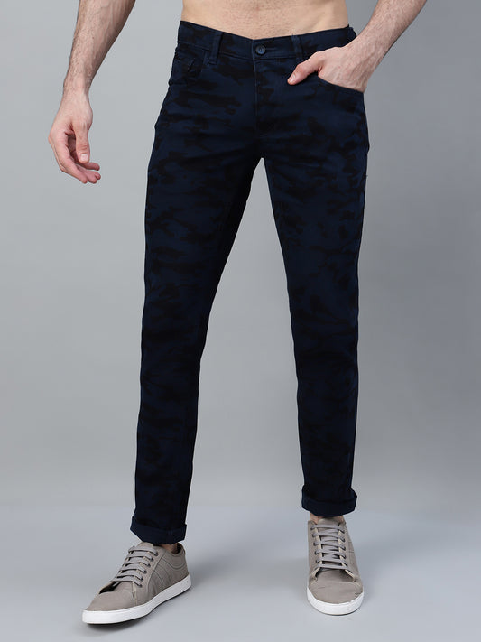 Casual Trousers for Men l Breathable & Soft with Color Fastness Smart Fit Cotton Stretch Fabric Printed Pattern Button Closure