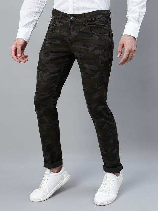 Casual Trousers for Men l Breathable & Soft with Color Fastness Smart Fit Cotton Stretch Fabric Printed Pattern Button Closure