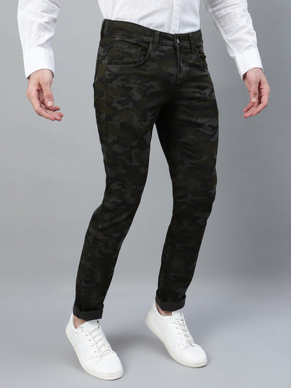 Casual Trousers for Men l Breathable & Soft with Color Fastness Smart Fit Cotton Stretch Fabric Printed Pattern Button Closure