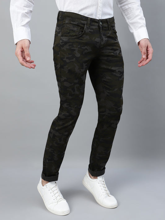 Casual Trousers for Men l Breathable & Soft with Color Fastness Smart Fit Cotton Stretch Fabric Printed Pattern Button Closure