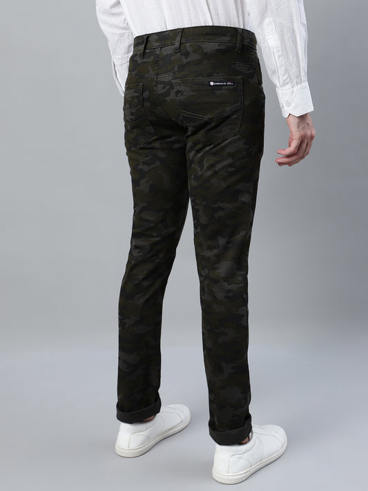 Casual Trousers for Men l Breathable & Soft with Color Fastness Smart Fit Cotton Stretch Fabric Printed Pattern Button Closure