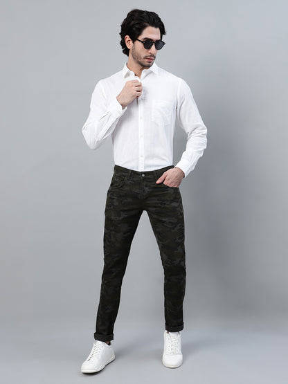 Casual Trousers for Men l Breathable & Soft with Color Fastness Smart Fit Cotton Stretch Fabric Printed Pattern Button Closure