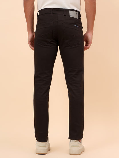 Casual Trousers for Men l Breathable & Soft with Color Fastness Regular Fit Cotton Blend Fabric Self Design Pattern Button Closure