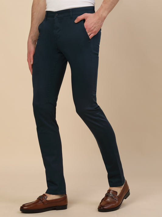 Casual Trouser for Men | Breathable & Soft with Color Fastness Regular Fit Cotton Blend Fabric Solid Pattern Button Closure