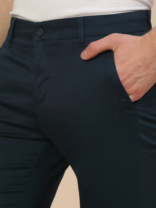 Casual Trouser for Men | Breathable & Soft with Color Fastness Regular Fit Cotton Blend Fabric Solid Pattern Button Closure
