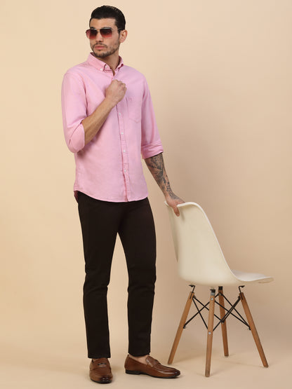 Casual Trouser for Men | Breathable & Soft with Color Fastness Regular Fit Cotton Blend Fabric Solid Pattern Button Closure