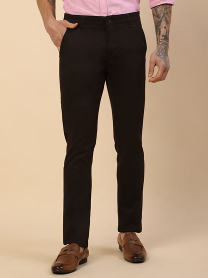 Casual Trouser for Men | Breathable & Soft with Color Fastness Regular Fit Cotton Blend Fabric Solid Pattern Button Closure