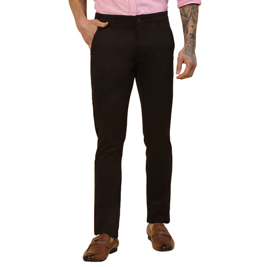 Casual Trouser for Men | Breathable & Soft with Color Fastness Regular Fit Cotton Blend Fabric Solid Pattern Button Closure