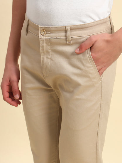 Casual Trouser for Men l Breathable & Soft with Color Fastness Regular Fit Cotton Blend Fabric Self Design Pattern Button Closure