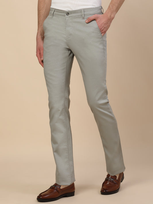 Casual Trouser for Men | Breathable & Soft with Color Fastness Regular Fit Cotton Blend Fabric Solid Pattern Button Closure
