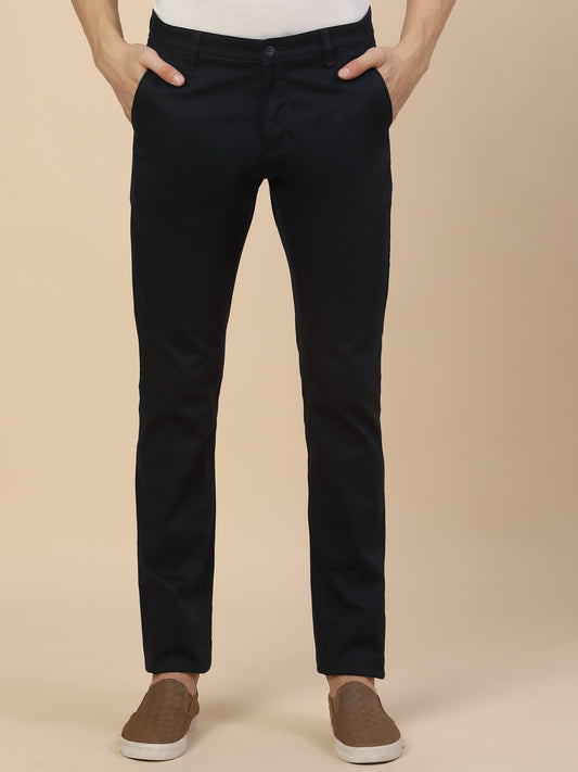 Casual Trouser for Men | Breathable & Soft with Color Fastness Regular Fit Cotton Blend Fabric Solid Pattern Button Closure