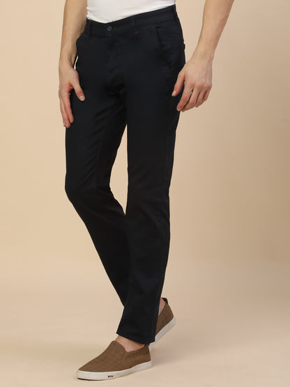 Casual Trouser for Men | Breathable & Soft with Color Fastness Regular Fit Cotton Blend Fabric Solid Pattern Button Closure