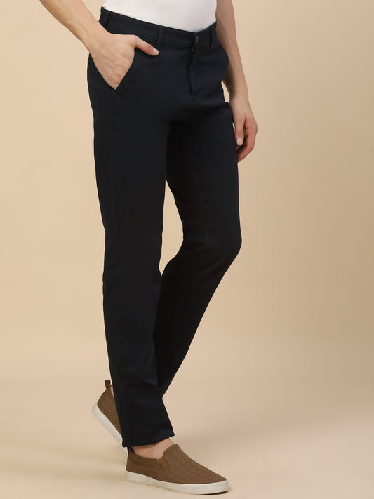 Casual Trouser for Men | Breathable & Soft with Color Fastness Regular Fit Cotton Blend Fabric Solid Pattern Button Closure