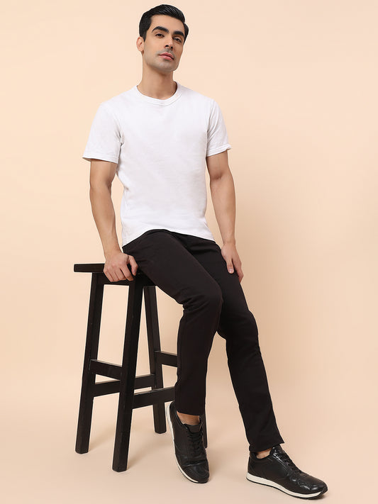 Casual Trouser for Men | Breathable & Soft with Color Fastness Regular Fit Cotton Blend Fabric Solid Pattern Button Closure