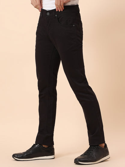 Casual Trouser for Men | Breathable & Soft with Color Fastness Regular Fit Cotton Blend Fabric Solid Pattern Button Closure