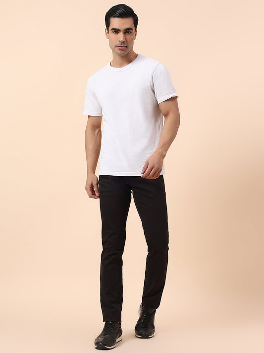 Casual Trouser for Men | Breathable & Soft with Color Fastness Regular Fit Cotton Blend Fabric Solid Pattern Button Closure