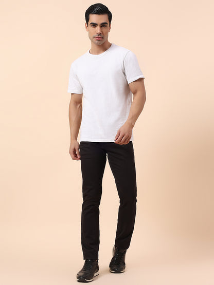 Casual Trouser for Men | Breathable & Soft with Color Fastness Regular Fit Cotton Blend Fabric Solid Pattern Button Closure