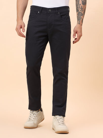 Casual Trousers for Men l Breathable & Soft with Color Fastness Regular Fit Cotton Blend Fabric Solid Pattern Button Closure