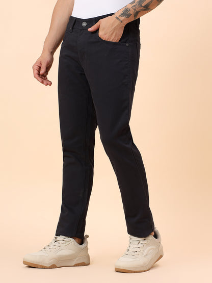 Casual Trousers for Men l Breathable & Soft with Color Fastness Regular Fit Cotton Blend Fabric Solid Pattern Button Closure