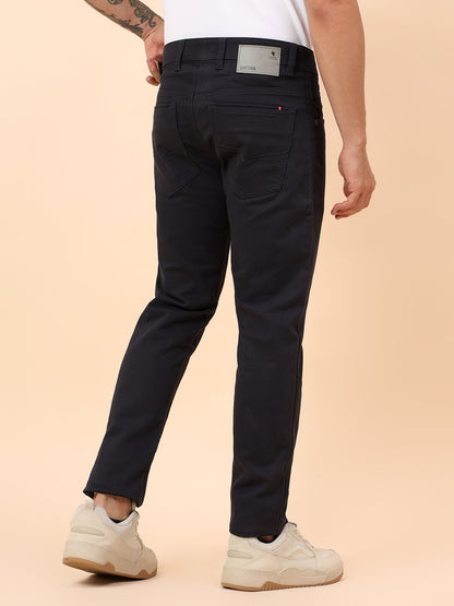 Casual Trousers for Men l Breathable & Soft with Color Fastness Regular Fit Cotton Blend Fabric Solid Pattern Button Closure