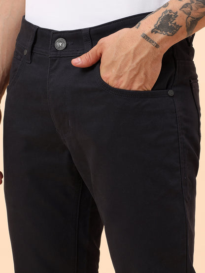 Casual Trousers for Men l Breathable & Soft with Color Fastness Regular Fit Cotton Blend Fabric Solid Pattern Button Closure