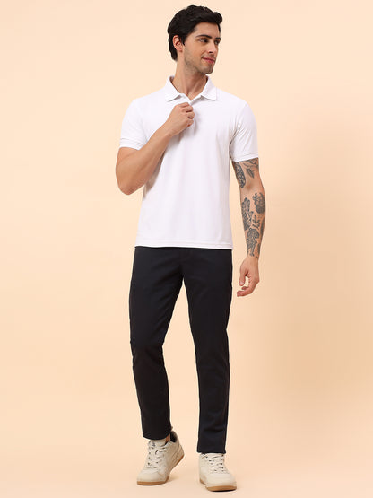 Casual Trousers for Men l Breathable & Soft with Color Fastness Regular Fit Cotton Blend Fabric Solid Pattern Button Closure