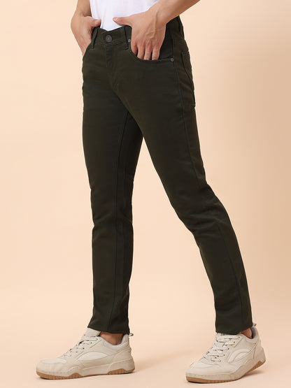 Casual Trouser for Men | Breathable & Soft with Color Fastness Regular Fit Cotton Blend Fabric Solid Pattern Button Closure