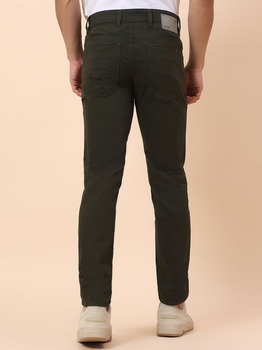 Casual Trouser for Men | Breathable & Soft with Color Fastness Regular Fit Cotton Blend Fabric Solid Pattern Button Closure