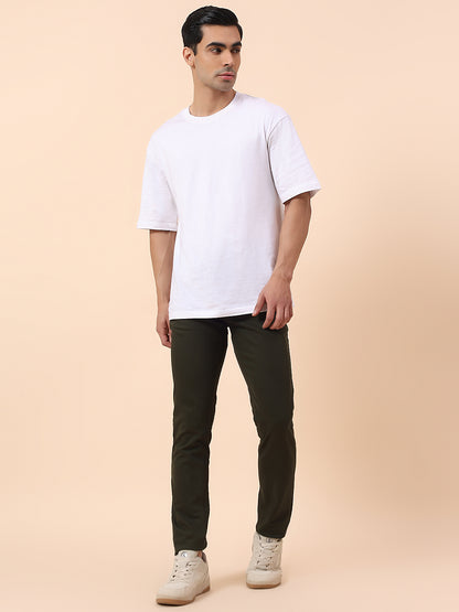 Casual Trouser for Men | Breathable & Soft with Color Fastness Regular Fit Cotton Blend Fabric Solid Pattern Button Closure