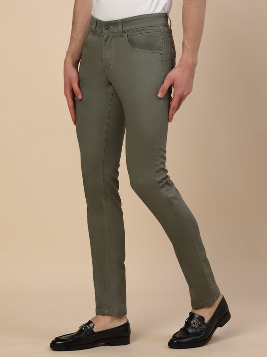 Casual Trouser for Men | Breathable & Soft with Color Fastness Regular Fit Cotton Blend Fabric Solid Pattern Button Closure