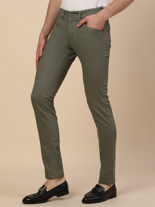 Casual Trouser for Men | Breathable & Soft with Color Fastness Regular Fit Cotton Blend Fabric Solid Pattern Button Closure