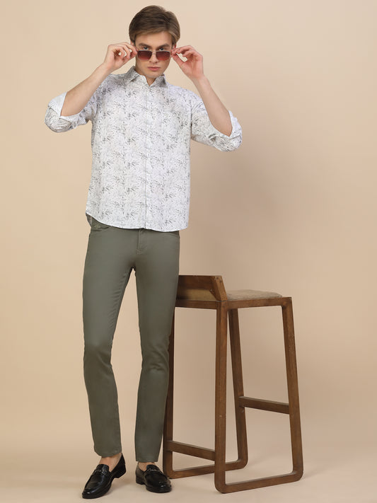 Casual Trouser for Men | Breathable & Soft with Color Fastness Regular Fit Cotton Blend Fabric Solid Pattern Button Closure