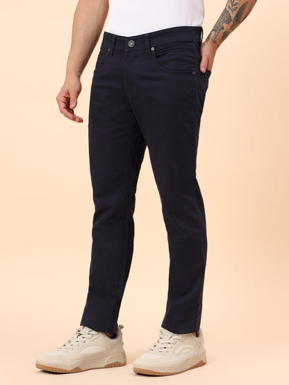 Casual Trousers for Men l Breathable & Soft with Color Fastness Regular Fit Cotton Blend Fabric Solid Pattern Button Closure