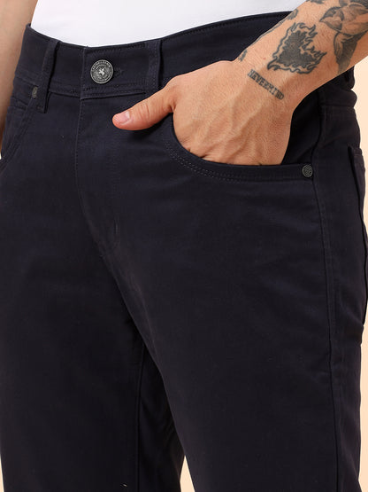 Casual Trousers for Men l Breathable & Soft with Color Fastness Regular Fit Cotton Blend Fabric Solid Pattern Button Closure