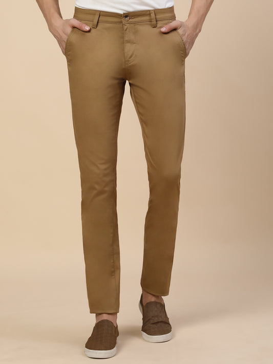 Casual Trouser for Men | Breathable & Soft with Color Fastness Regular Fit Cotton Blend Fabric Solid Pattern Button Closure