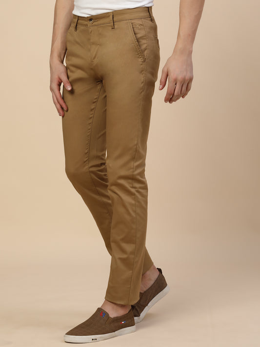 Casual Trouser for Men | Breathable & Soft with Color Fastness Regular Fit Cotton Blend Fabric Solid Pattern Button Closure