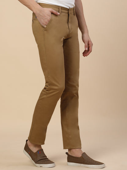 Casual Trouser for Men | Breathable & Soft with Color Fastness Regular Fit Cotton Blend Fabric Solid Pattern Button Closure
