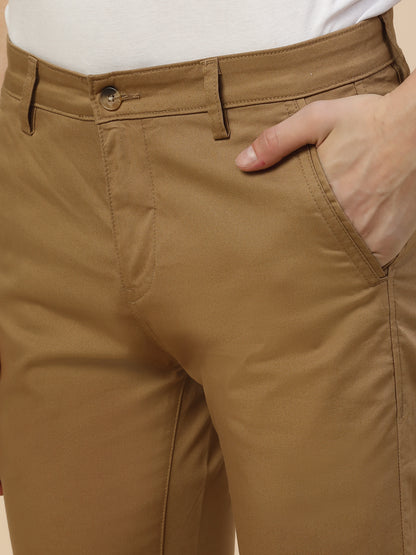 Casual Trouser for Men | Breathable & Soft with Color Fastness Regular Fit Cotton Blend Fabric Solid Pattern Button Closure