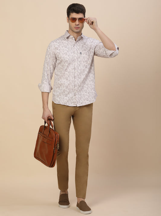 Casual Trouser for Men | Breathable & Soft with Color Fastness Regular Fit Cotton Blend Fabric Solid Pattern Button Closure