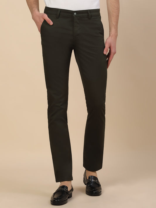 Casual Trouser for Men | Breathable & Soft with Color Fastness Regular Fit Cotton Blend Fabric Solid Pattern Button Closure