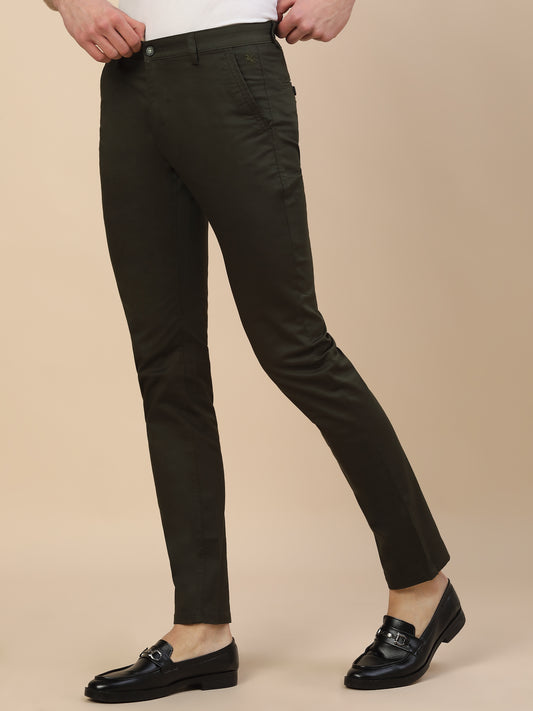 Casual Trouser for Men | Breathable & Soft with Color Fastness Regular Fit Cotton Blend Fabric Solid Pattern Button Closure