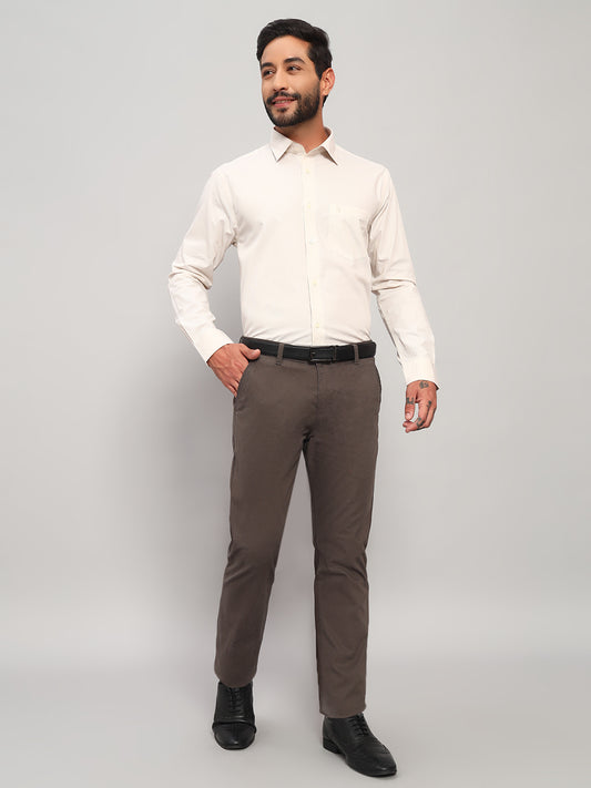 Casual Trouser for Men | Breathable & Soft with Color Fastness Regular Fit Cotton Blend Fabric Solid Pattern Button Closure