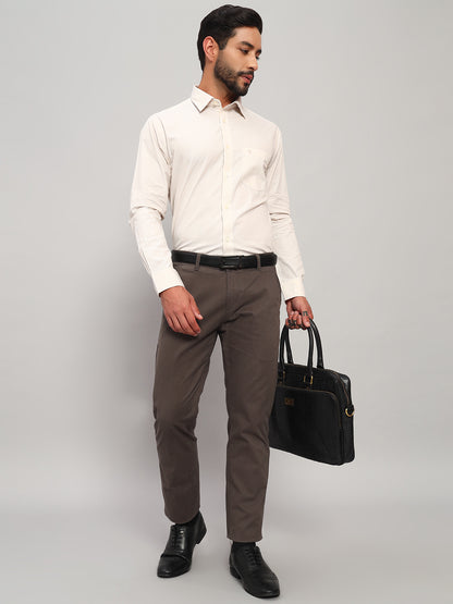 Casual Trouser for Men | Breathable & Soft with Color Fastness Regular Fit Cotton Blend Fabric Solid Pattern Button Closure