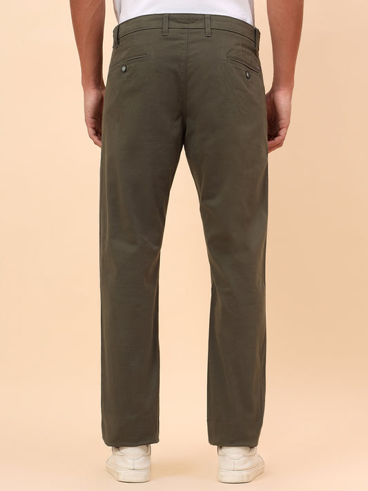 Casual Trousers for Men l Breathable & Soft with Color Fastness Regular Fit Cotton Blend Fabric Solid Pattern Button Closure