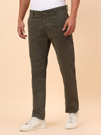 Casual Trousers for Men l Breathable & Soft with Color Fastness Regular Fit Cotton Blend Fabric Solid Pattern Button Closure